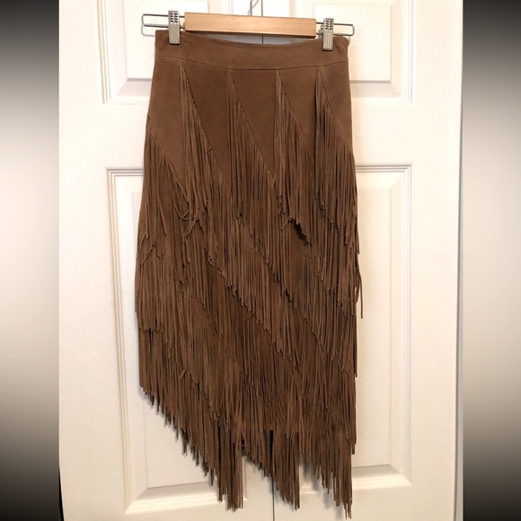 Intermix Suede Fringe Skirt- New With Tags!! - Picture 4 of 13